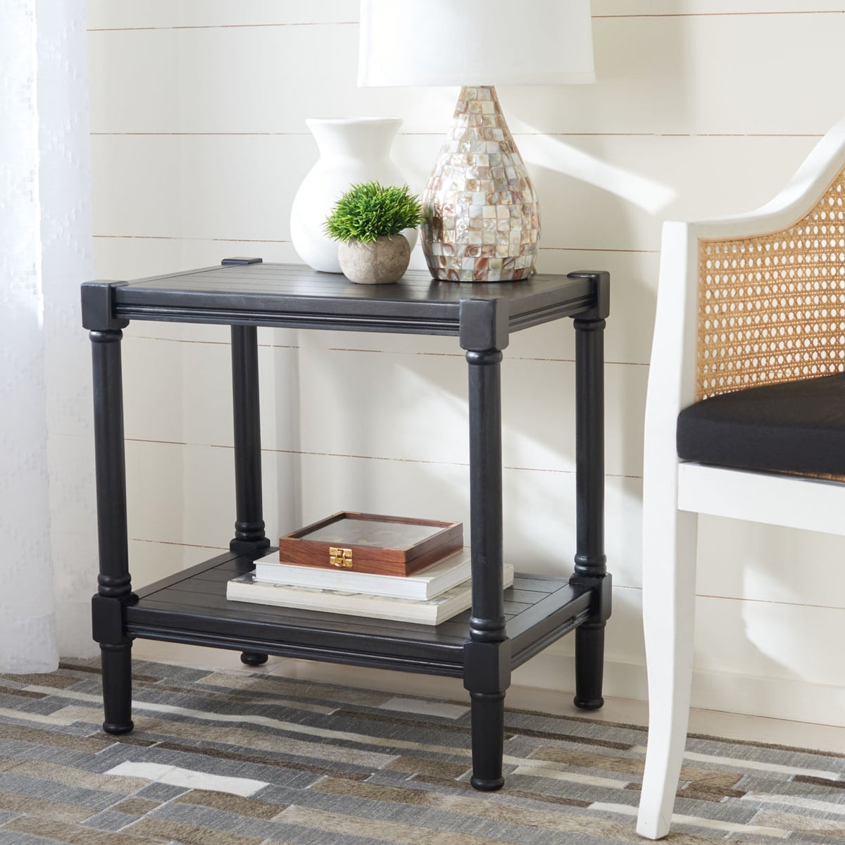 Velmora™ Rafiki Solid Rustic Rectangle Accent Table, Black