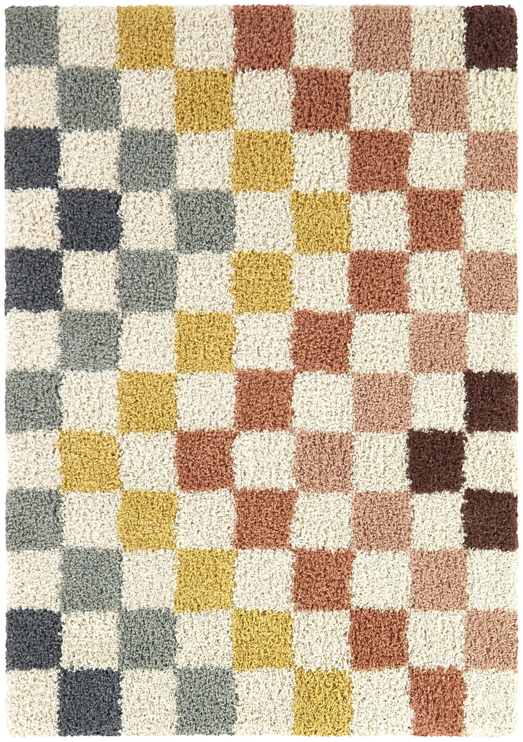 Velmora™ Rainbow Checkered Shag Indoor Area Rug, Multicolor, 5 ft 3 in x 7 ft