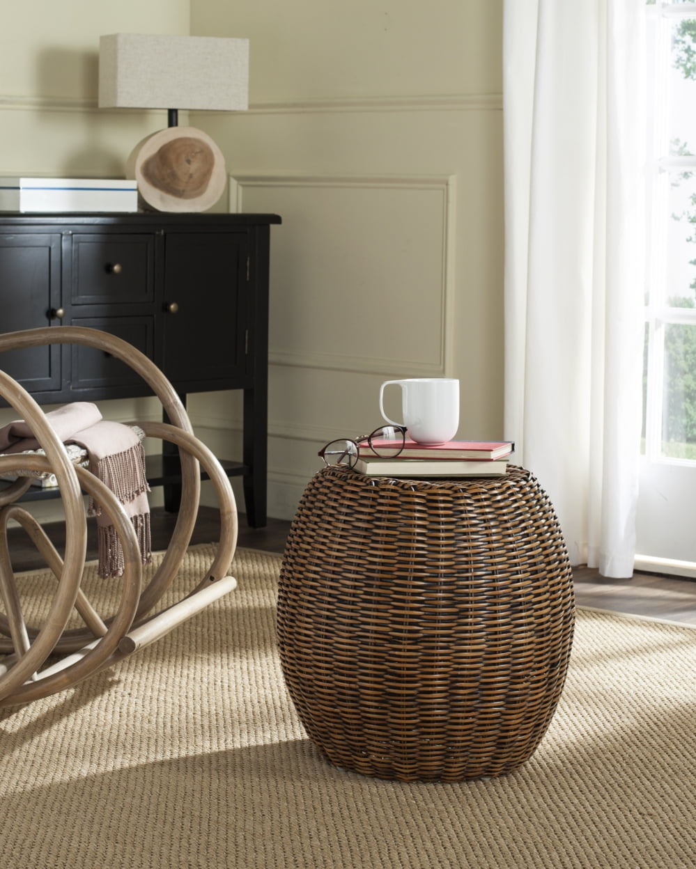 Velmora™ Remi Modern Rattan End Table, Brown/Multi