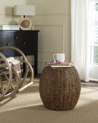 Velmora™ Remi Modern Rattan End Table, Brown/Multi