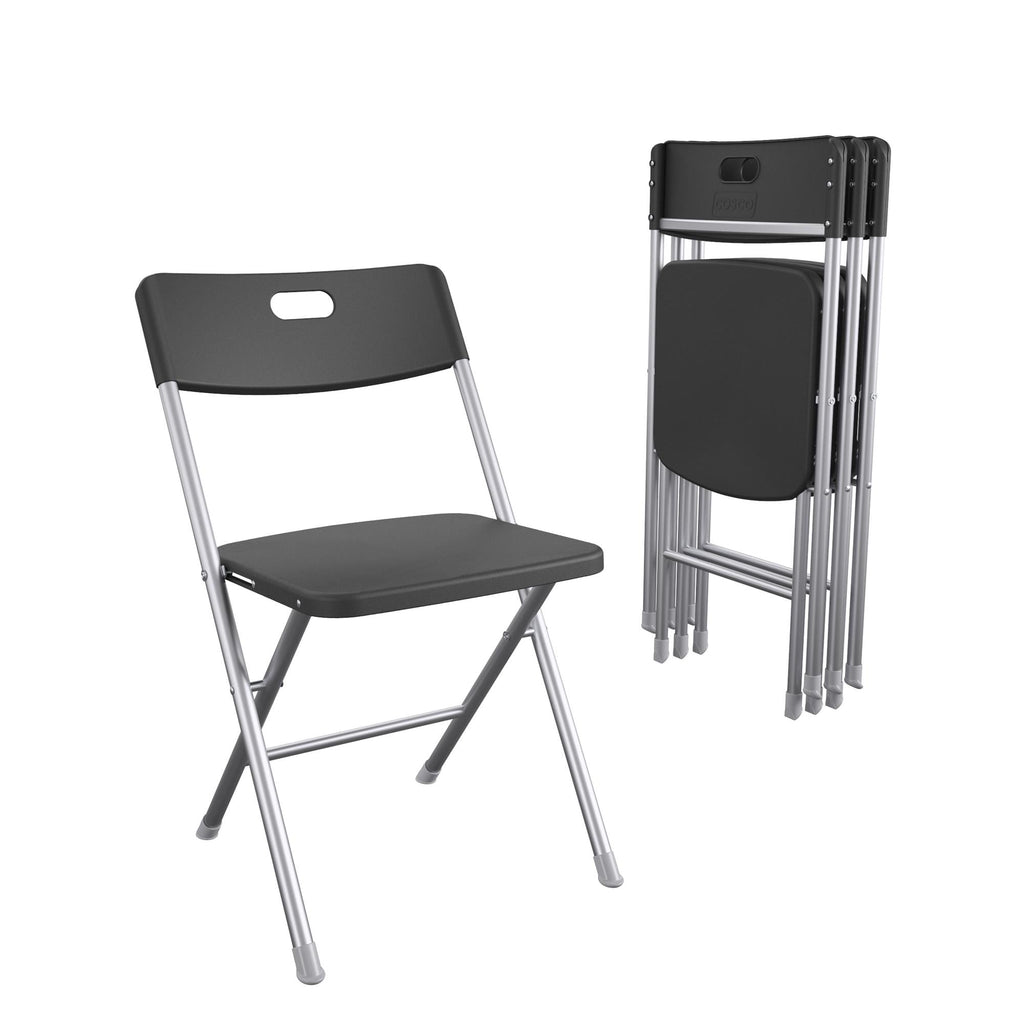 Velmora™ Resin Seat & Back Folding Chair, Black, 4-Pack