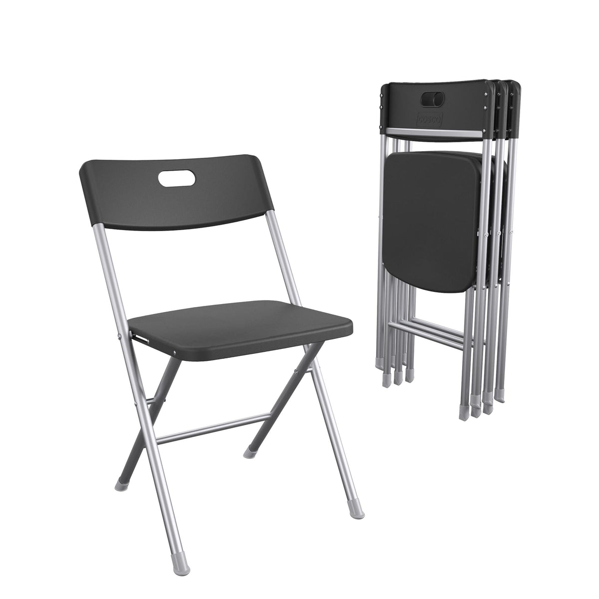 Velmora™ Resin Seat & Back Folding Chair, Black, 4-Pack