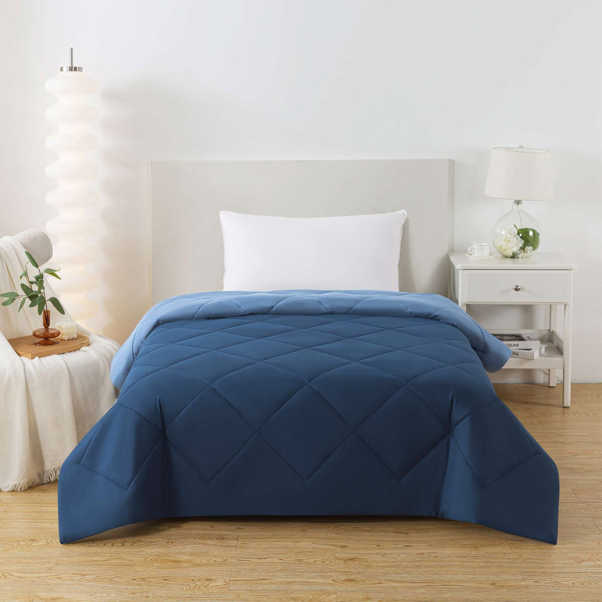 Velmora™ Full/Queen Comforter, All-Season Reversible Microfiber, Black