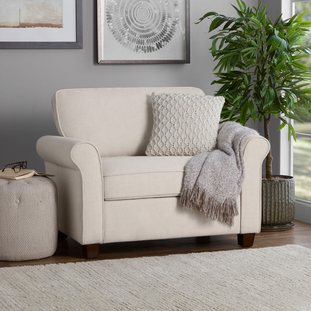 Velmora™ Rolled Arm Storage Accent Chair, Cream