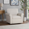 Velmora™ Swivel Accent Chair with Rolled Arms, Cream Fabric Upholstery
