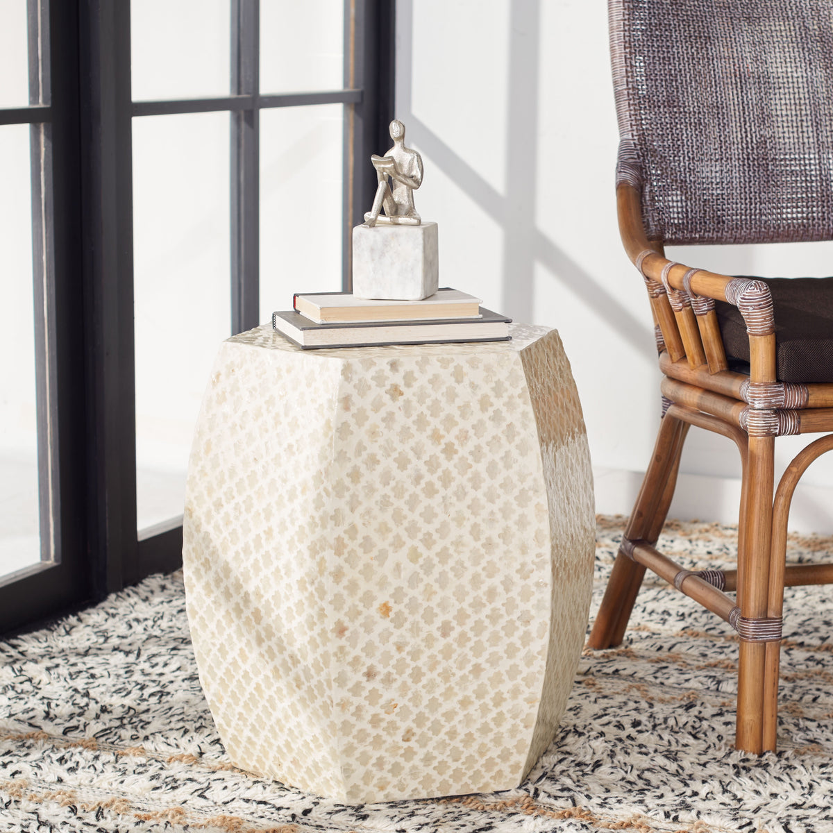 Velmora™ Rylie Abstract Hexagon Accent Table, White