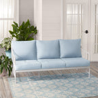 Velmora™ Aubrey Outdoor Metal Sofa with Blue Cushion