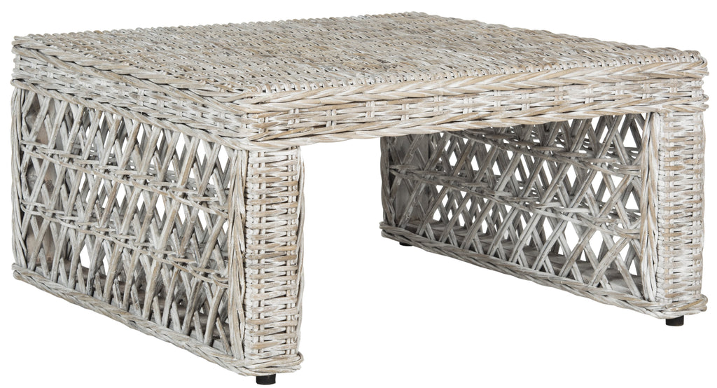 Velmora™ Shila Nautical Wicker Coffee Table, White Wash