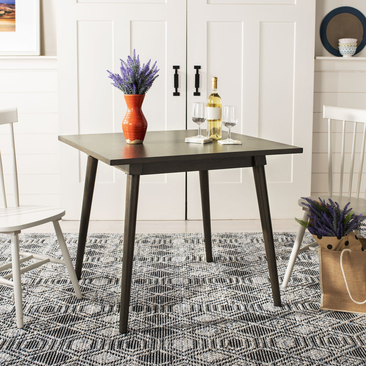 Velmora™ Simone Traditional Solid Square Dining Table, Dark Walnut