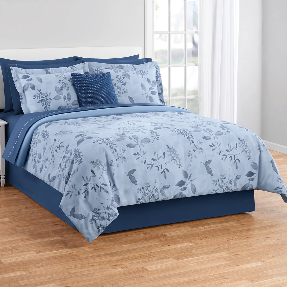 Velmora™ Reversible Bed-in-a-Bag Bedding Set, 11 Pieces, Queen, Green Floral