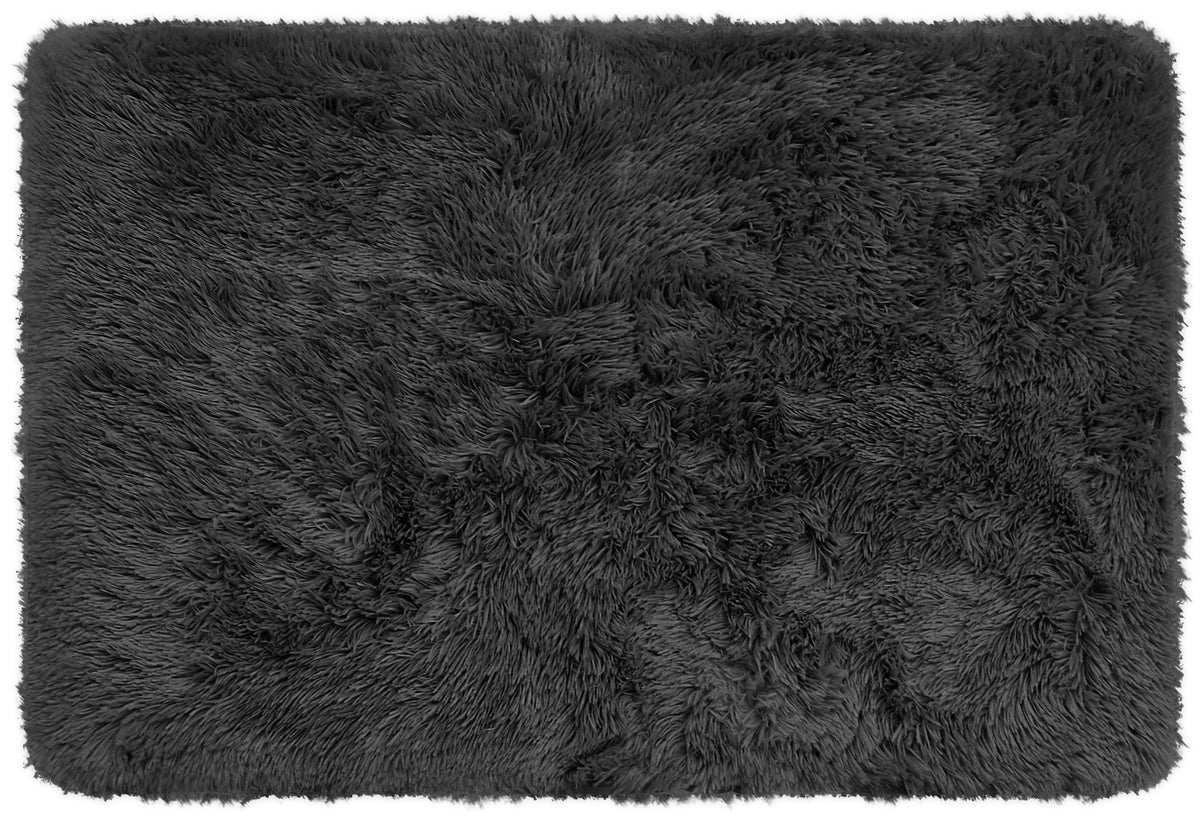 Velmora™ Black Fluffy Shag Faux Fur Area Rug, 36 in x 56 in