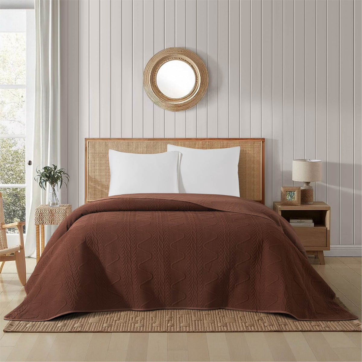 Velmora™ Stitched Corded Quilt, White, Full/Queen Bedding