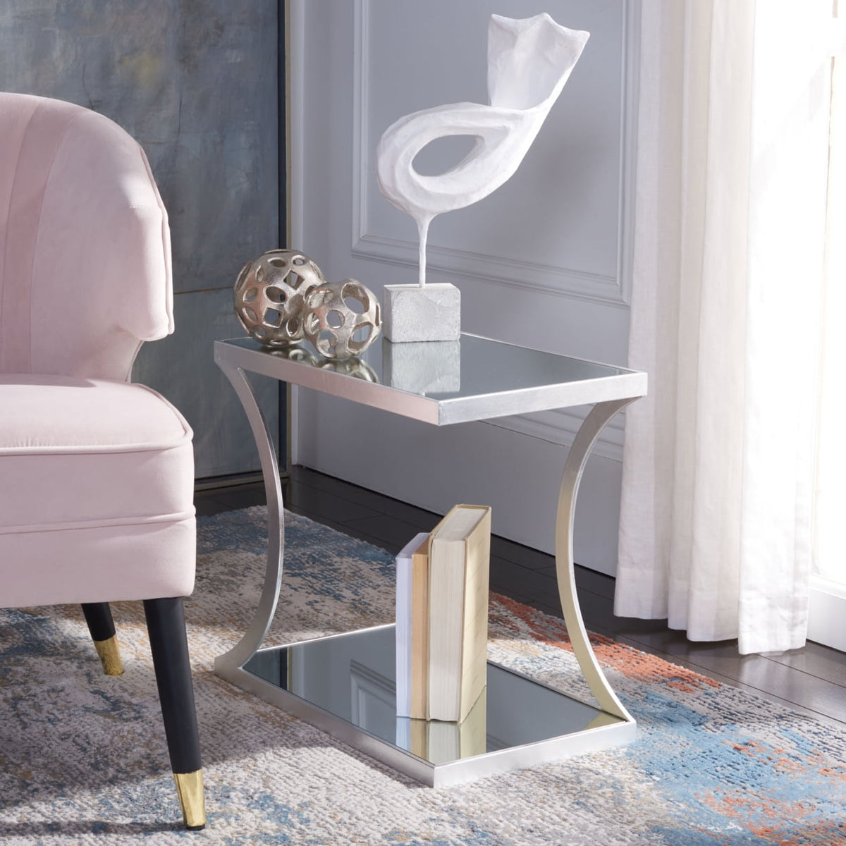 Velmora™ Sullivan Gold Leaf Accent Table Gold / White