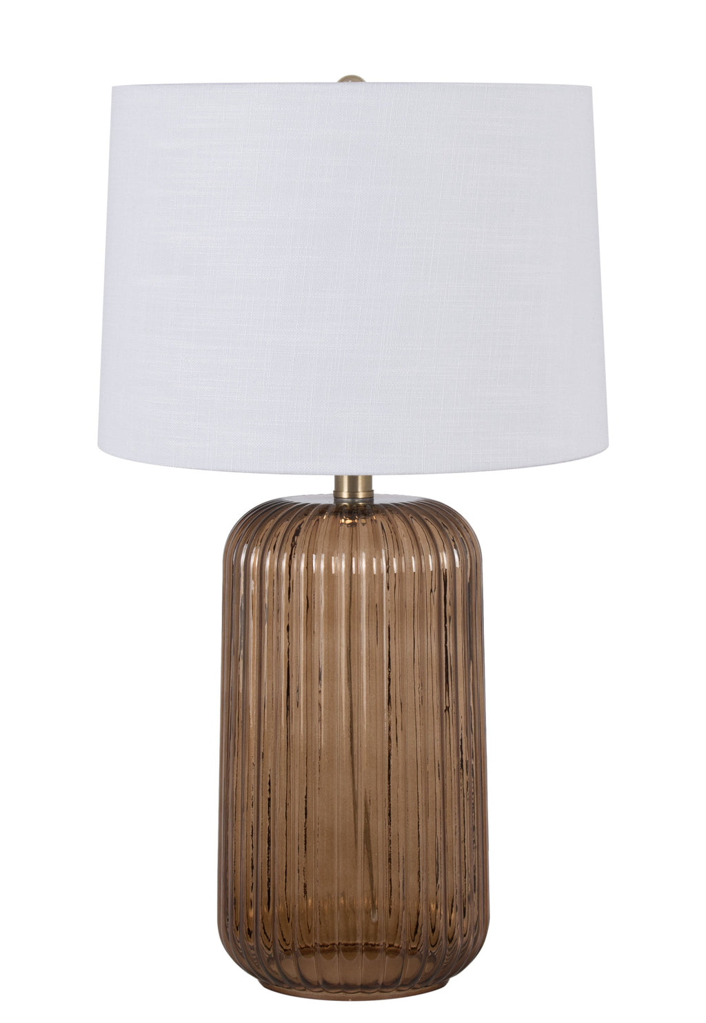 Velmora™ 23 in Ribbed Glass Table Lamp with White Shade, Brown Finish