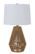Velmora™ 22 in Brown Rope Table Lamp with White Shade