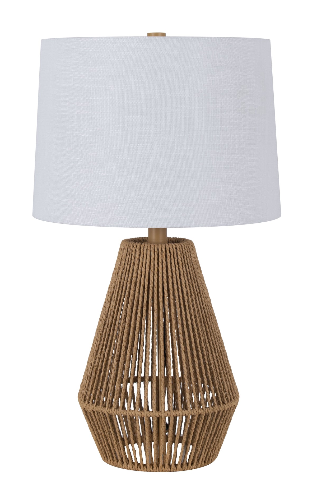 Velmora™ 22 in Brown Rope Table Lamp with White Shade