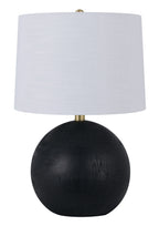 Velmora™ 20 in Table Lamp, Black Ball Base with White Shade