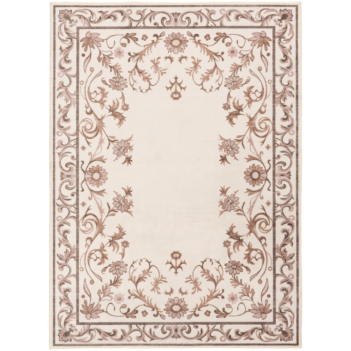 Velmora™ Tan Floral Faux Fur Indoor Area Rug, 4 ft x 5 ft 6 in
