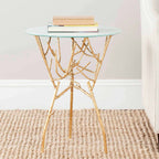 Velmora™ Tara 22.5 in. H Branched Glass Top Accent Table, Gold/White