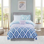 Velmora™ Teal and Purple 6 Piece Bed in a Bag Comforter Set with Sheets, Twin/Twin XL