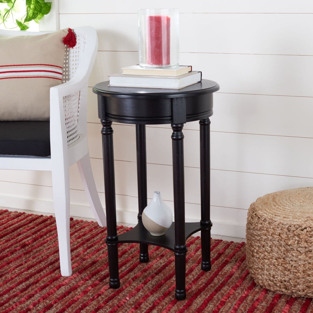 Velmora™ Tinsley Solid Rustic Round Accent Table, Black