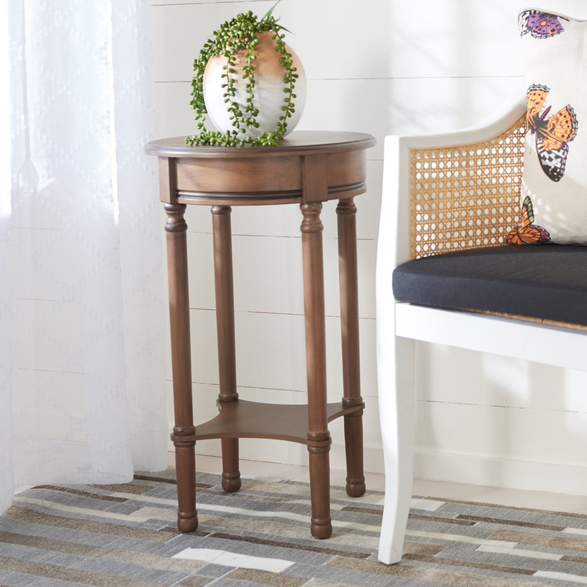 Velmora™ Tinsley Solid Rustic Round Accent Table, Black