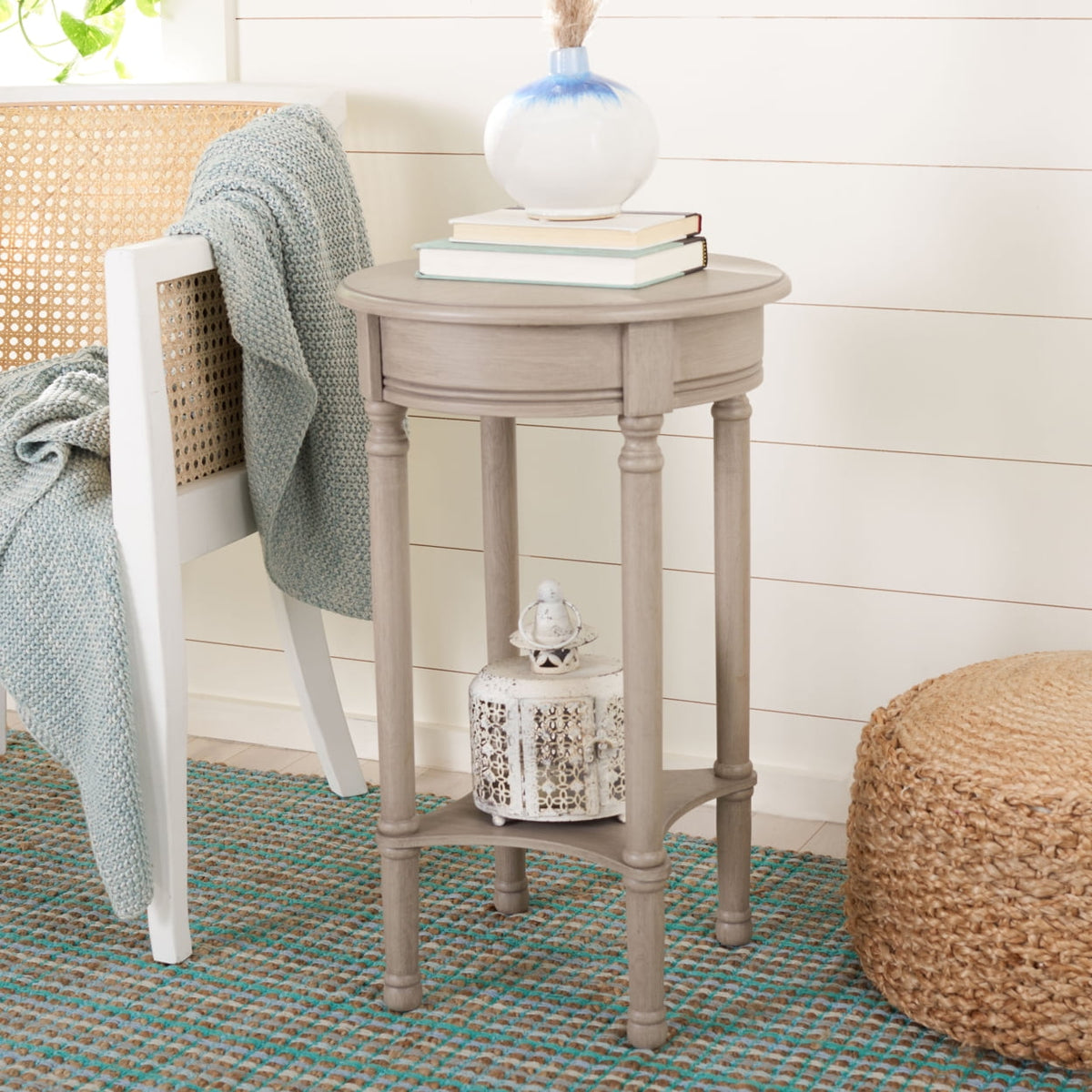 Velmora™ Tinsley Solid Rustic Round Accent Table, Black