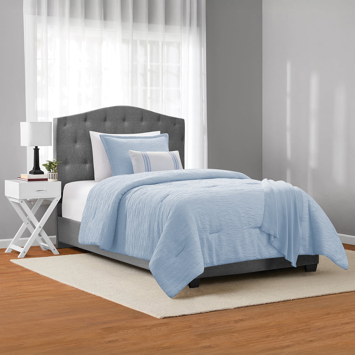 Velmora™ King Comforter Set, 5-Piece, All-Season, Black Cozy Plush