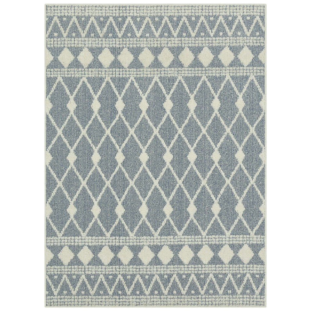 Velmora™ Traditional Blue Diamond High Low Loop Indoor Area Rug, 4' x 5'4"
