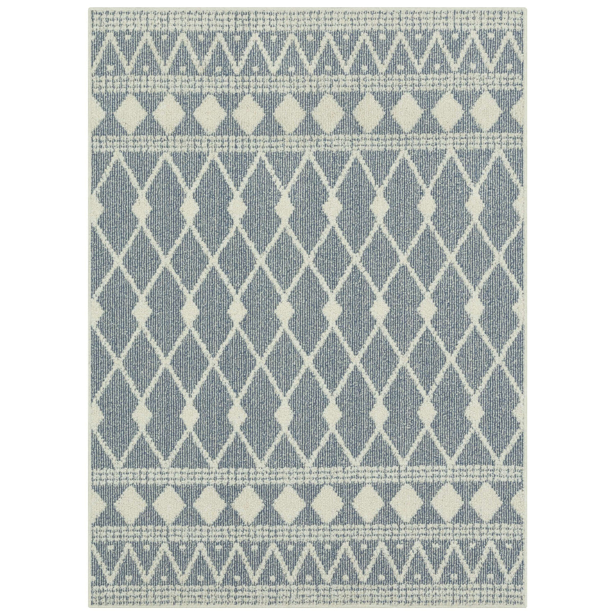 Velmora™ Traditional Blue Diamond High Low Loop Indoor Area Rug, 4' x 5'4"