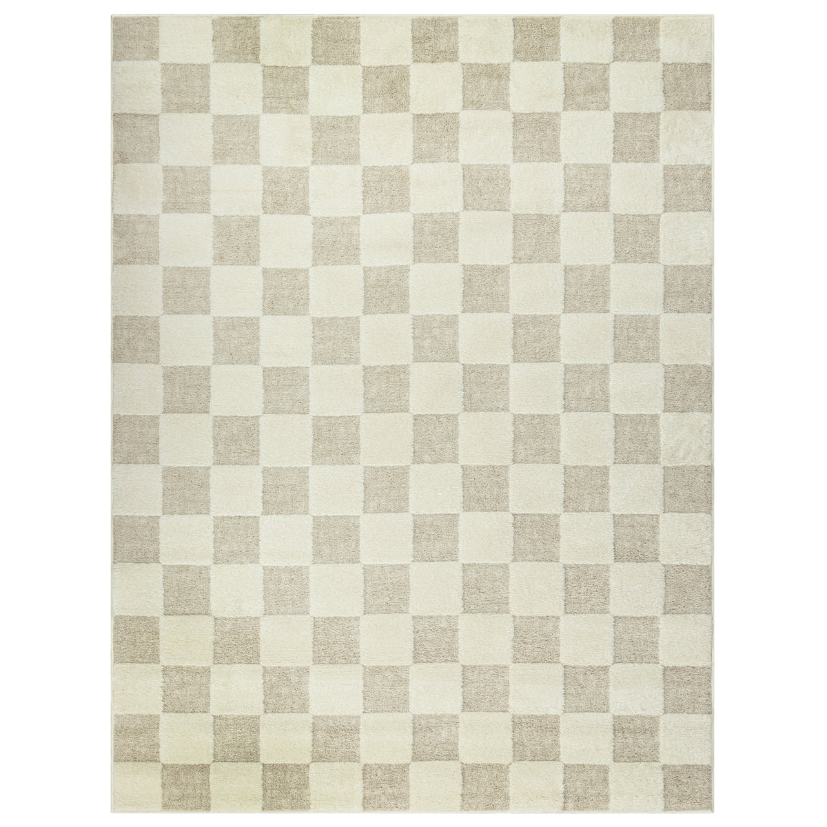 Velmora™ Indoor Area Rug, Transitional Check Ivory Tan, 5 ft 3 in x 7 ft