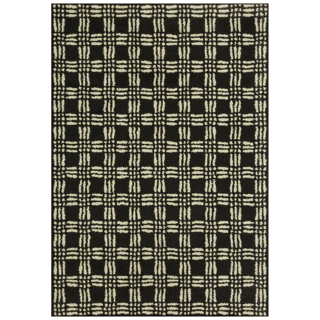 Velmora™ Transitional Grid Plaid Black Indoor Area Rug, 5 ft x 7 ft