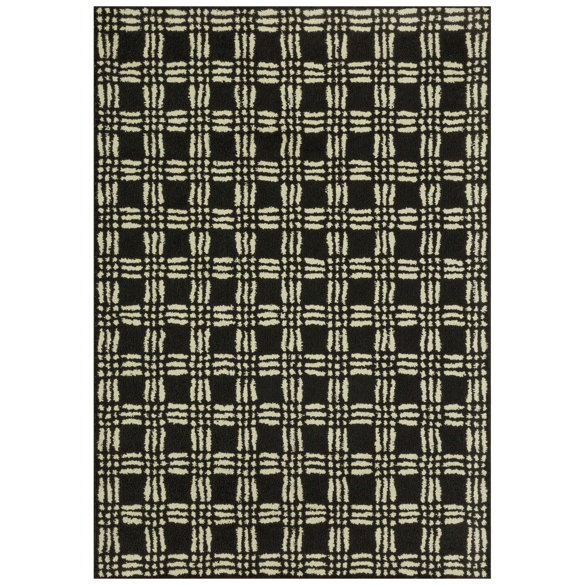 Velmora™ Transitional Grid Plaid Black Indoor Area Rug, 5 ft x 7 ft
