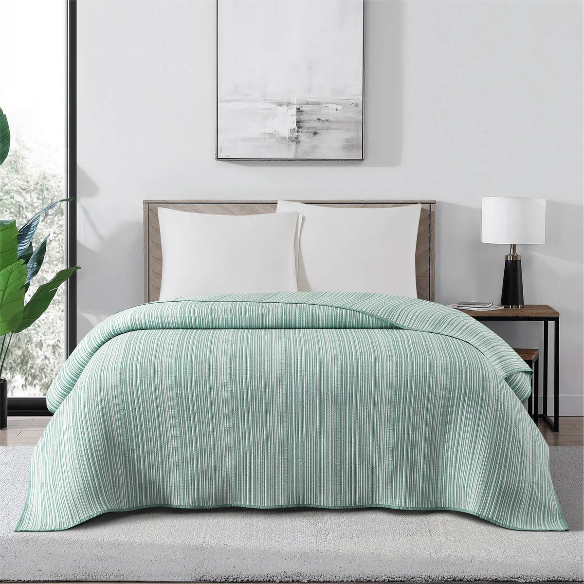 Velmora™ Essentials Full/Queen Stripe Quilt, Red Rust Coverlet, Lightweight & Reversible Bedding
