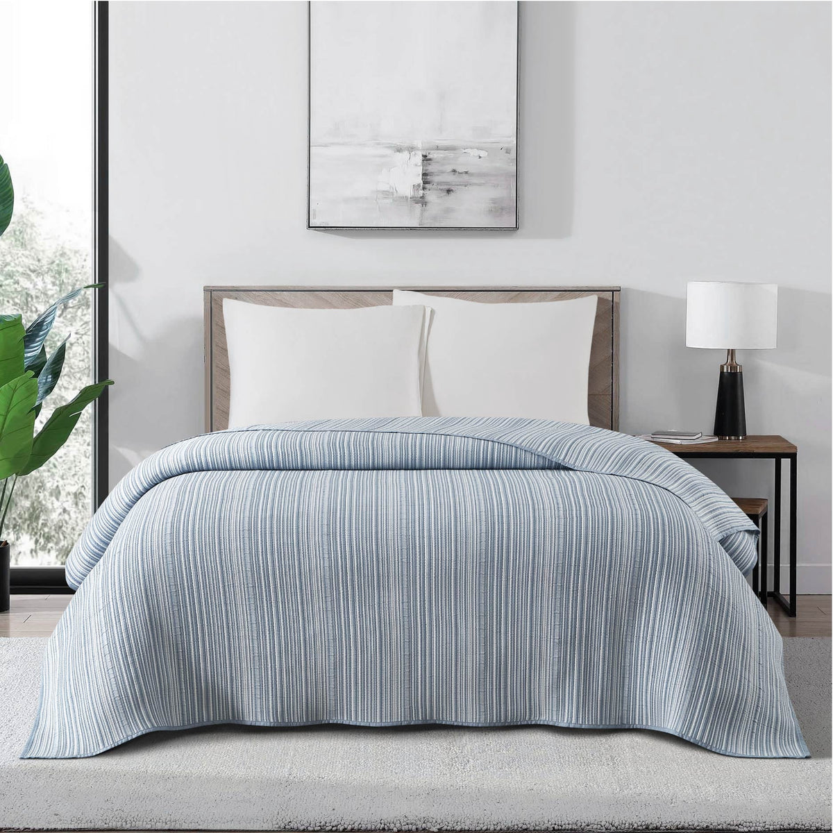 Velmora™ Essentials Full/Queen Stripe Quilt, Red Rust Coverlet, Lightweight & Reversible Bedding