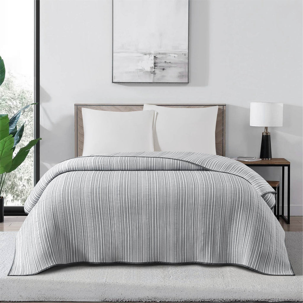 Velmora™ Essentials Full/Queen Stripe Quilt, Red Rust Coverlet, Lightweight & Reversible Bedding