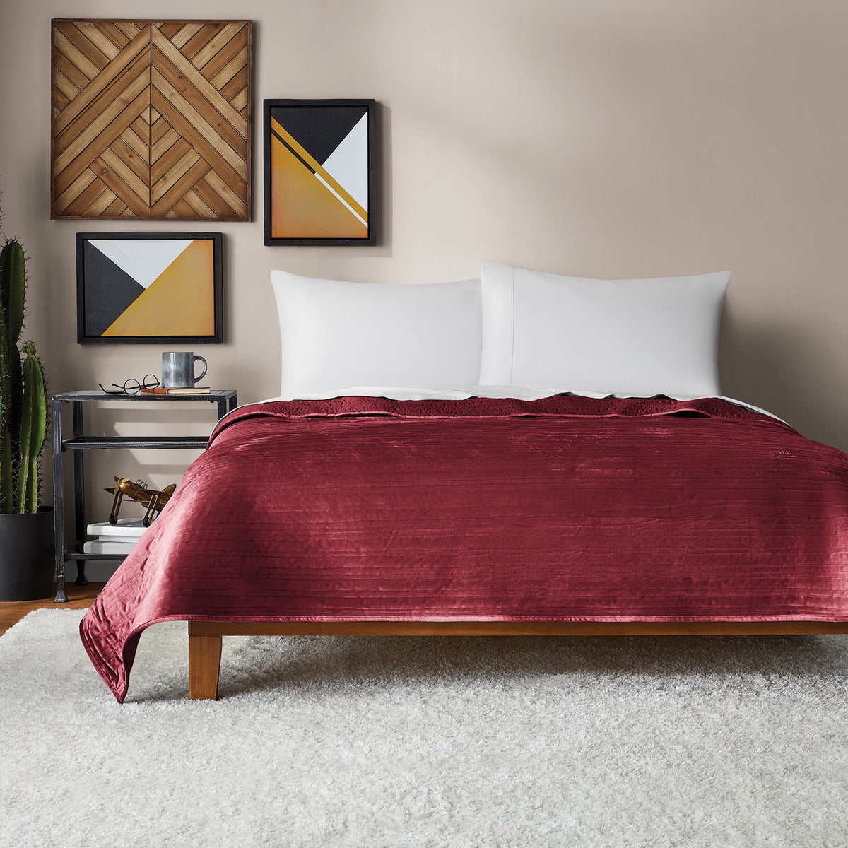 Velmora™ Velvet Stripe Quilt, King, Black