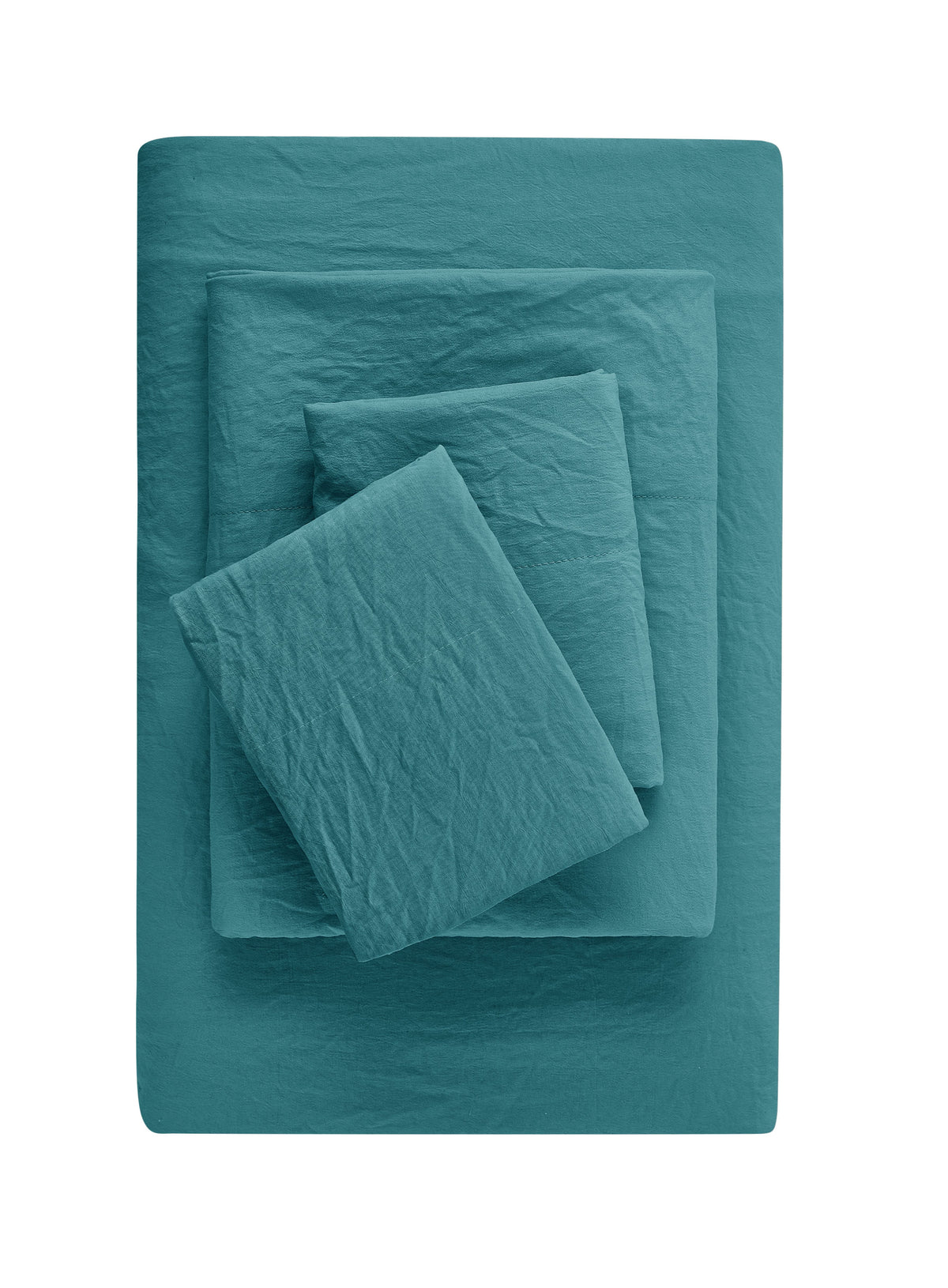 Velmora™ Washed Ultra Soft Microfiber Bed Sheet Set, King, Soft Sea, 4 Piece