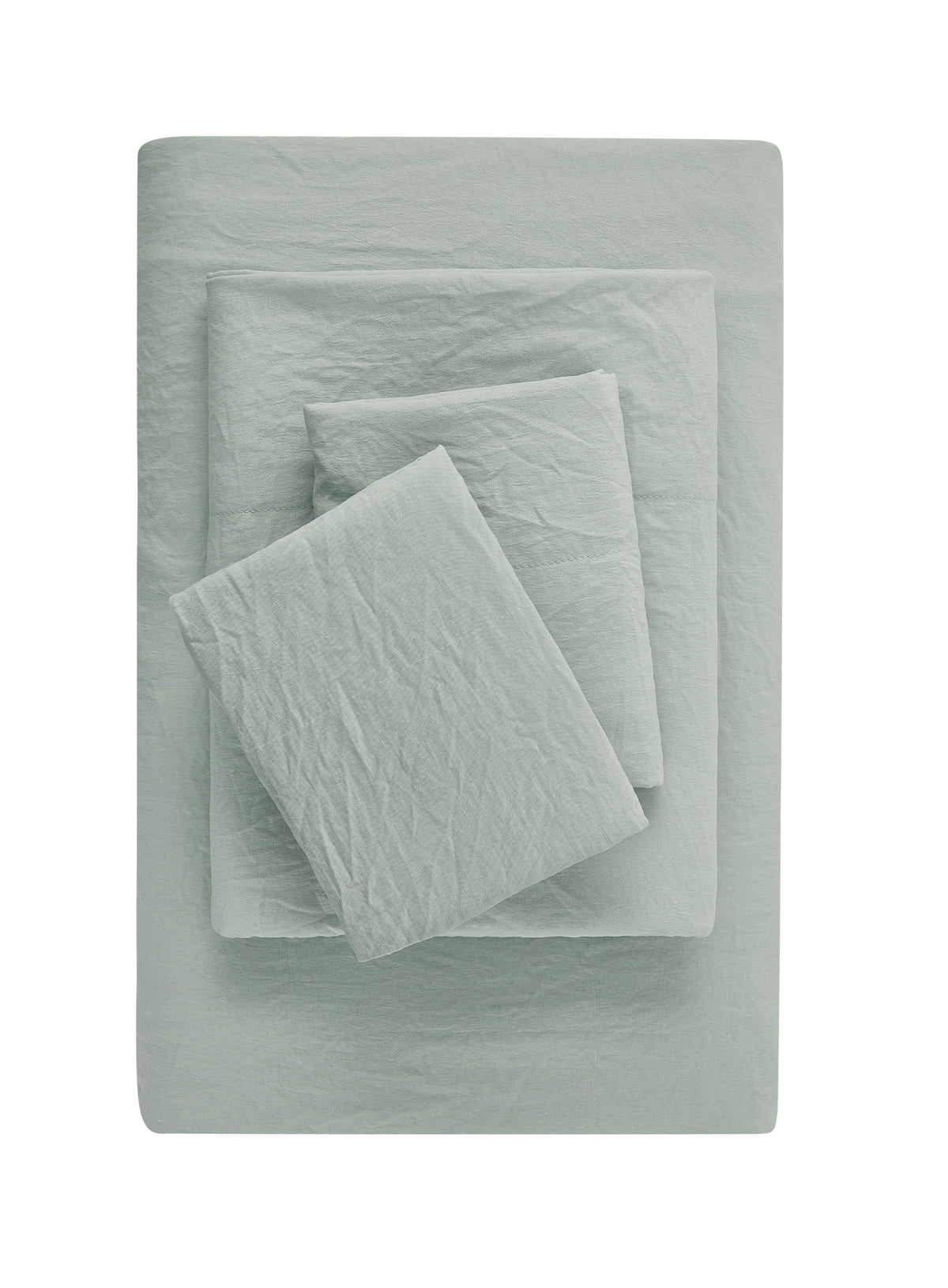 Velmora™ Washed Ultra Soft Microfiber Bed Sheet Set, King, Soft Sea, 4 Piece