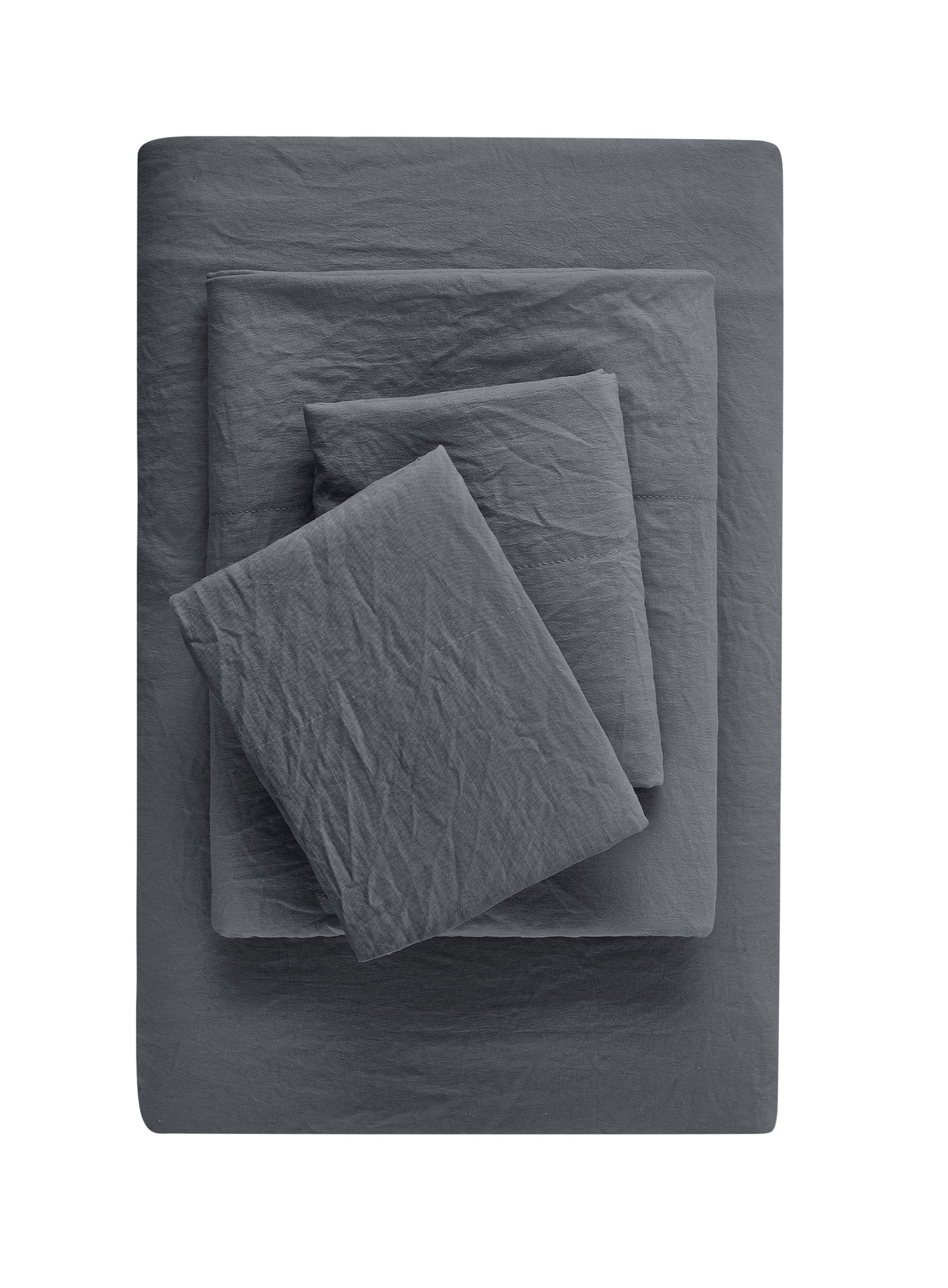 Velmora™ Washed Ultra Soft Microfiber Bed Sheet Set, King, Soft Sea, 4 Piece