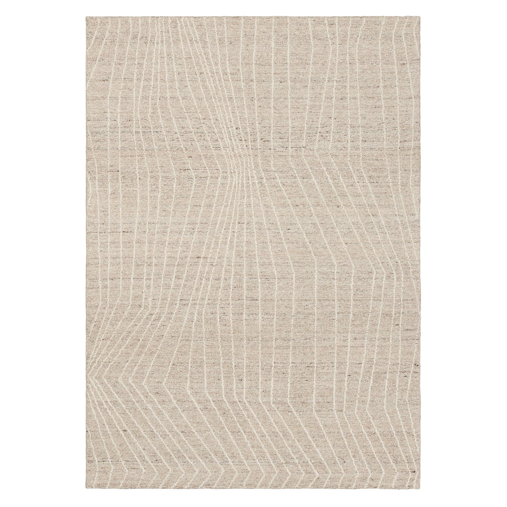 Velmora™ Wool Lines Plush Indoor Tufted Area Rug, Ivory, 5 ft x 7 ft