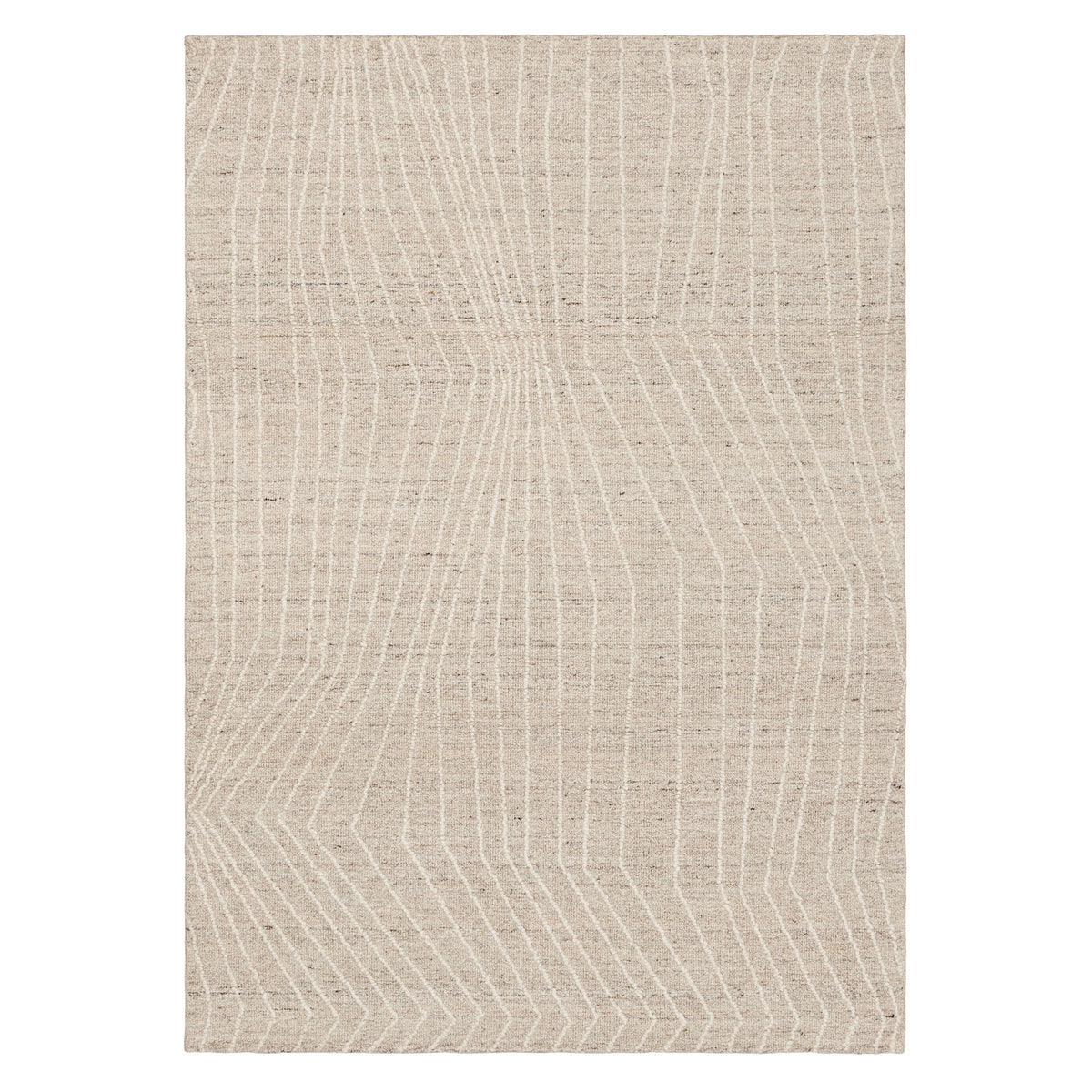 Velmora™ Wool Lines Plush Indoor Tufted Area Rug, Ivory, 5 ft x 7 ft