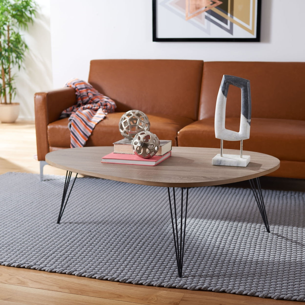 Velmora™ Wynton Retro Mid-Century Modern Coffee Table, Oak/Black