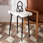 Velmora™ Yuki Mid-Century Stone Top Accent Table, White Marble/Black