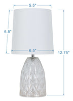 Velmora™ (4 pack) Mini Clear Glass Table Lamp with White Shade, 12.75 in