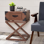 Velmora™ Dunstan Rustic Accent Table With Storage Drawer, Washed Natural Pine