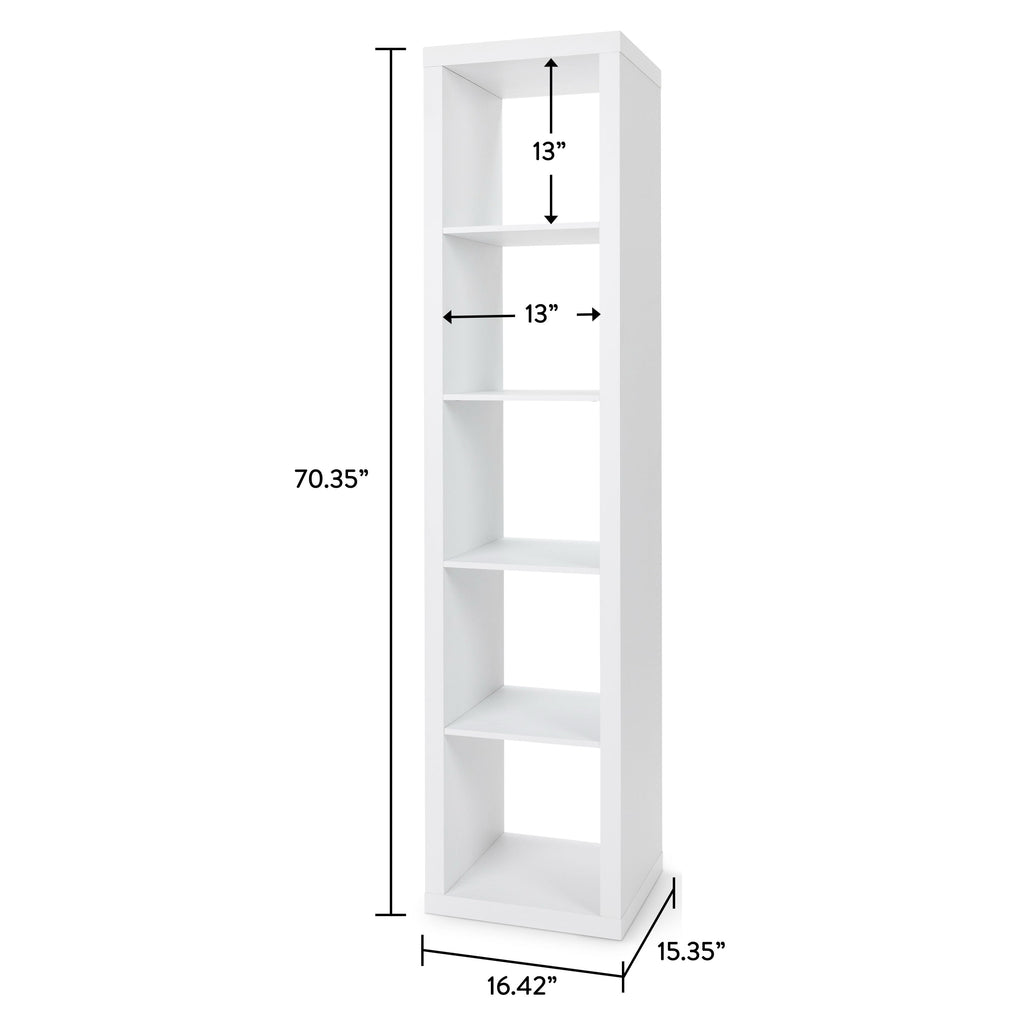 Velmora™ 5 Cube Vertical Storage Organizer, White Texture