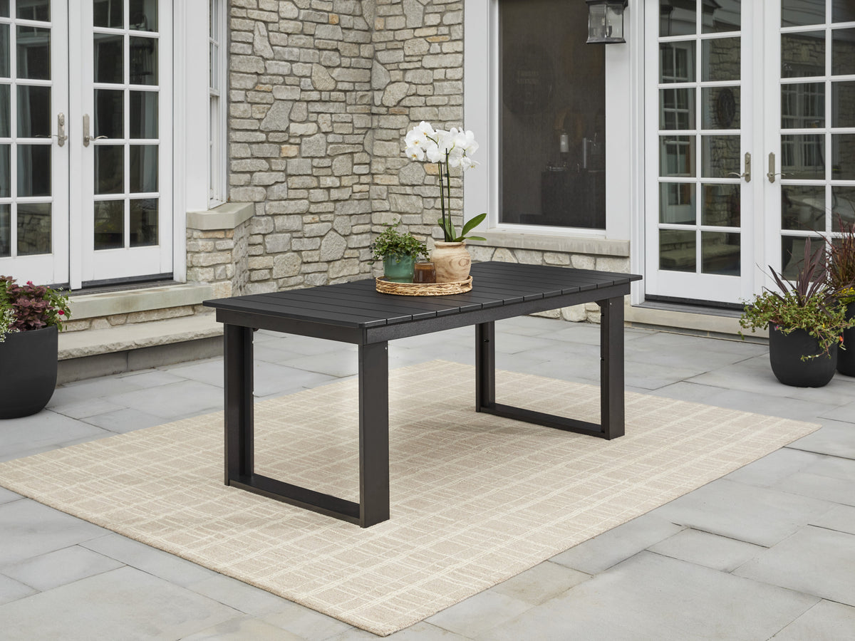 Velmora™ Ezra 6-Piece Outdoor HDPE Dining Set with Bench, Black