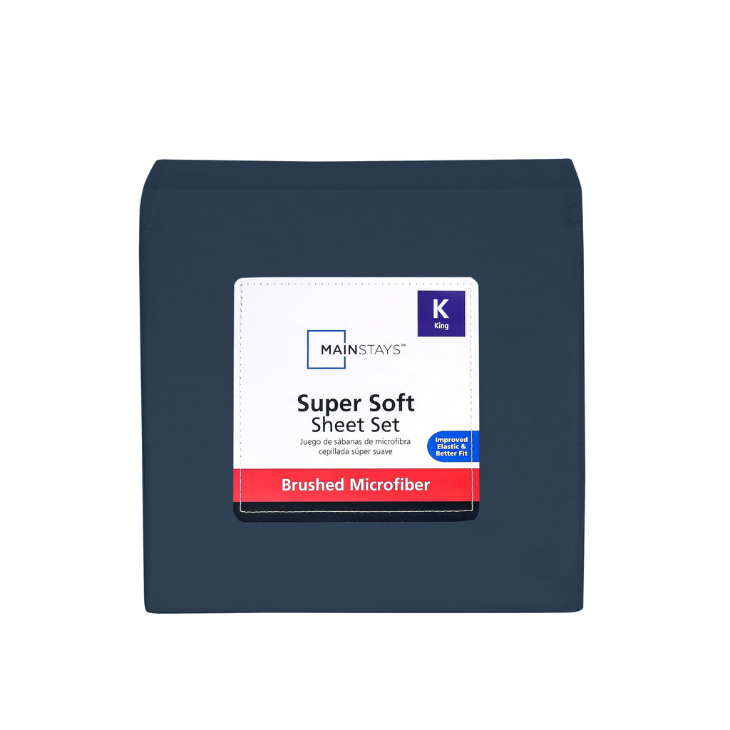 Velmora™ Super Soft Brushed Microfiber Bed Sheet Set, Blue Cove, King, 4 Piece