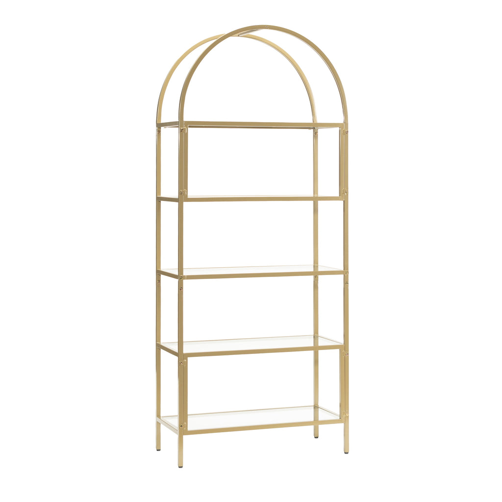 Velmora™ Nola Arch Bookcase, Gold Finish